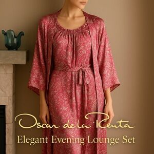 Oscar de la Renta Elegant Pink Lounge Set Luxury Designer
